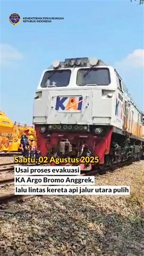 Pasca anjloknya KA Argo Bromo Anggrek di jalur sekitar Stasiun Pagaden Baru, Kementerian Perhubungan melalui Direktorat Jenderal Perkeretaapian bersama PT KAI telah berhasil mengevakuasi KA tersebut pada Sabtu, 02 Agustus 2025 Lalu lintas kereta api jalur utara pun telah pulih, beberapa kereta api juga telah melintasi jalur sekitar Stasiun Pagaden Baru dengen kecepatan terbatas seperti: KA Argo Lawu, KA Pandalungan, KA Madiun Jaya, dan KA Majapahit Dipastikan semua penumpang berhasil dievakuasi 