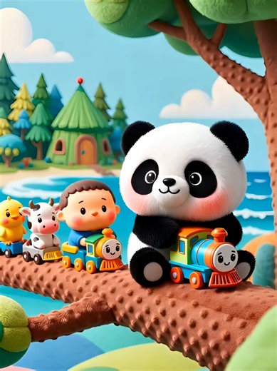 Cute panda cartoon driving train #kids #kidssong #kidscartoon #cartoonvideo #foryou
