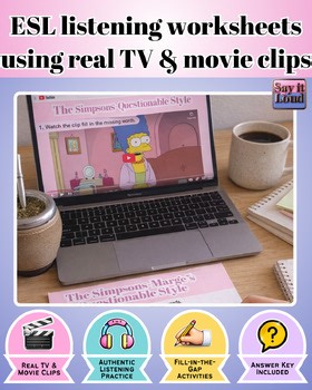 ESL Listening Worksheets with TV & Movie Clips B1–B2 | Listening Activities