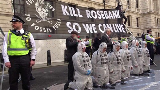 Climate activists blockade UK energy dept. in London for Rosebank oil field protest