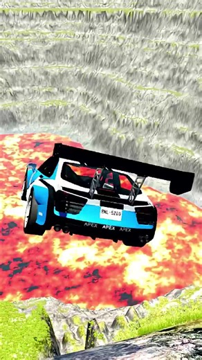 Cars and Giant Lava Pit Challenges in BeamNG Drive