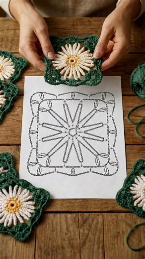 Crochet Lace Flower Granny Square Pattern