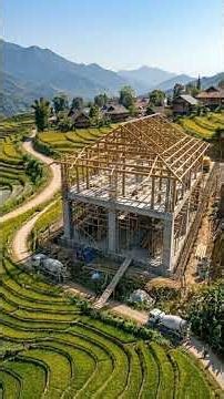 ASMR Hillside Breeze RCC Wood Fusion ScenicVillawith #VillageLife #ASMRConstruction #SatisfyingVideo