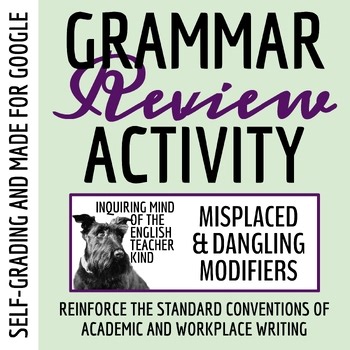 Grammar Practice Worksheet on Misplaced and Dangling Modifiers | Self-Grading