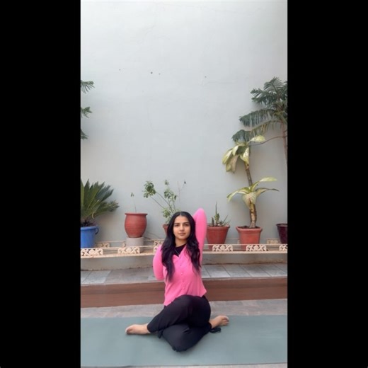 Simran🕊️ | Gomukhasana (Cow Face Pose) Procedure 1. Sit with legs stretched forward. 2. Bend the left leg and place it under the right hip. 3.... | Instagram