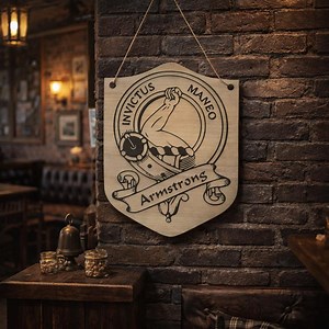 Engraved Family Crest Wood Plaque | Custom Coat of Arms Shield, Rustic Heritage Wall Decor - Etsy