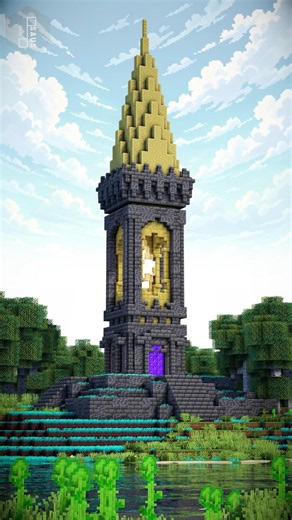 Minecraft Nether Portal Tower – Deepslate & Sulfur Castle Build