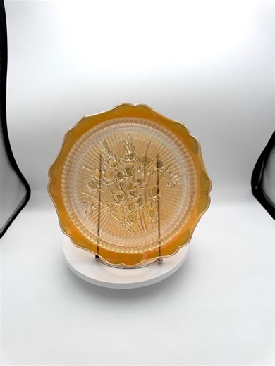 Jeannette Glass Iris Herringbone Scalloped Rim Carnival Cake Plate 9.5" - Etsy