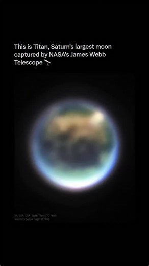Space | Astronomy | Discovery on Instagram: "Peering through the thick, hazy atmosphere of Saturn's largest moon, the James Webb Space Telescope reveals Titan in a stunning infrared view. This image highlights surface features like the vast methane sea, Kraken Mare, and dark dune fields like Belet, all of which are usually hidden from view. Critically, Webb's sensitive infrared instruments have captured evidence of methane clouds in the northern hemisphere, which confirms predictions about Titan