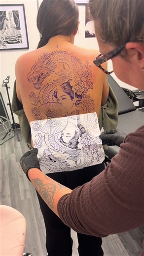 Japanese Themed Full Back Tattoo Progress