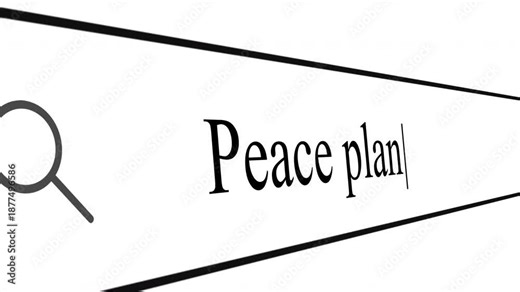 User types search query peace plan in the address bar to find information on resolving conflict through various strategies and discussions focused on war and weapons.