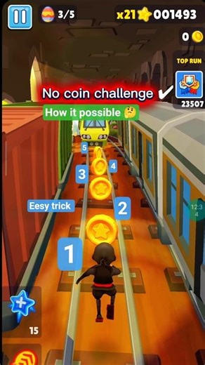 No coin challenge //How it possible //Simpole easy trick in video #subwaysurfers// Game