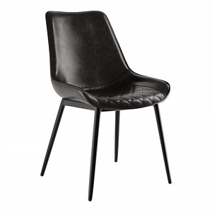 Lancaster Table & Seating Mid-Century Black Chair with Black Tufted Vinyl Seat - Assembled