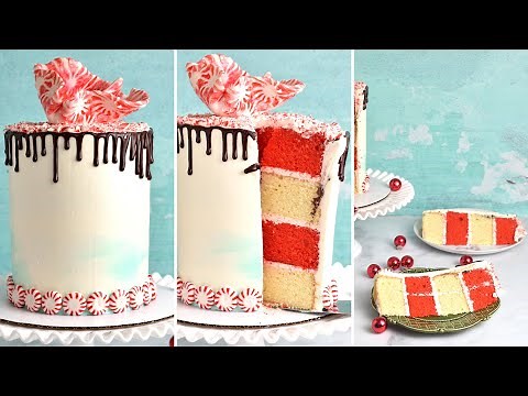 HOLIDAY PEPPERMINT CAKE and HOW TO MAKE A CANDY CAKE SAIL