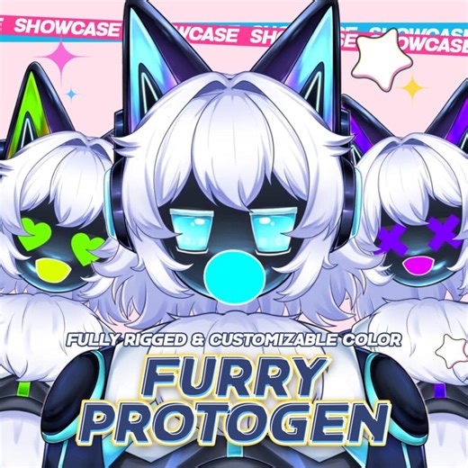 Furry Protogen Vtuber Model | Fully Rigged Avatar | Pre-made Customizable Model for Live2d & Vtube Studio - Etsy