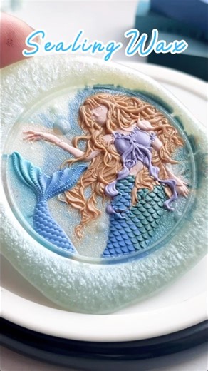 The whole process of making giant mermaid stamp😍 #sealingwax #shorts #shortvideo #shortsfeed