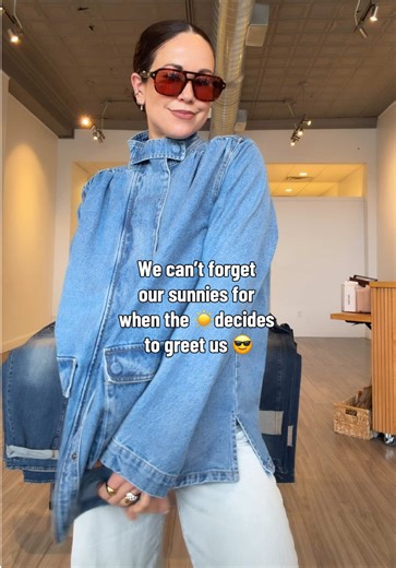 A funnel neck oversized denim jacket for Spring has versatility & function 😎 #springfashion