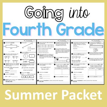 Going into 4th Grade Summer Packet | Math & ELA review activities | NO PREP