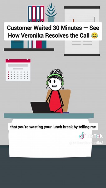 Customer Waited 30 Minutes — See How Veronika Resolves the Call. #therealveronika #animation #animationmedia #skitscomedy #callcenter #customerservice #callcenterlife #angrycustomer #workplaceskills #conflictresolution #professionalcommunication #customersupport #careergoals #worktips