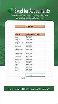 How to use STDEV P Function/Formula in Excel?