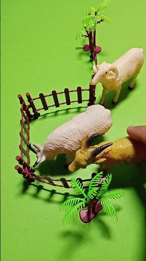 Mini Farm Animals Setup on Green Surface 🌿🐄 | Satisfying Toy Display