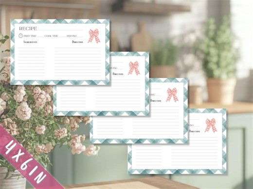 4x6 Printable Recipe Cards – Blank Recipe Card Template – Digital Download for Kitchen Organization - Etsy