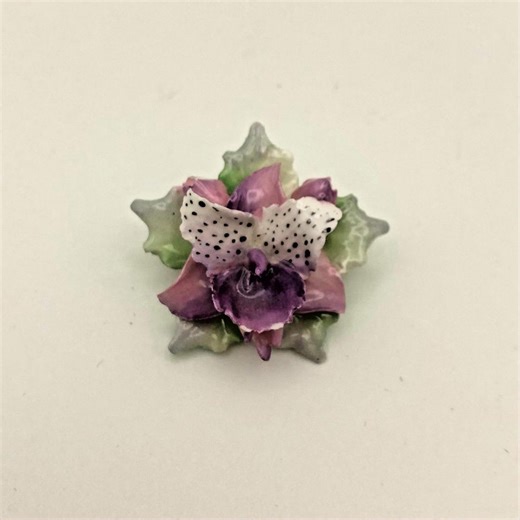 Vintage Costume Jewellery, Pretty Scruples Hand Painted Porcelain Flower Brooch - Etsy