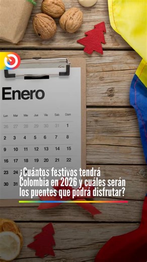 Colombia tendrá varios días festivos en 2026, la misma cantidad que en 2025, y la mayoría caerán en lunes, lo que permitirá varios fines de semana largos. Junio será el mes con más feriados, mientras que febrero y septiembre no tendrán ninguno. Semana Santa, del 30 de marzo al 3 de abril, será la más corta en días laborales. Un calendario que ya muchos colombianos revisan para planear viajes, descansos y vacaciones del próximo año. #ULTIMAHORA #colombia #Noticias #festivo #festivos #Festivos2026