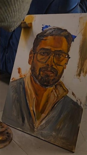 Tile aur chamche se banaya gazb ka portrait |unique monoprint art tile pr painting #paitning