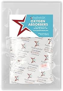 PackFreshUSA: 5 Pack - 2000cc Oxygen Absorber Packs - Food Grade - Non-Toxic - Food Preservation - Long-Term Food Storage Guide Included