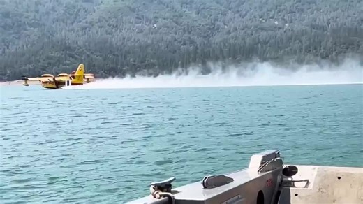 Super Scooper Aircraft Aids Battle Against Fire in Shasta-Trinity National Forest
