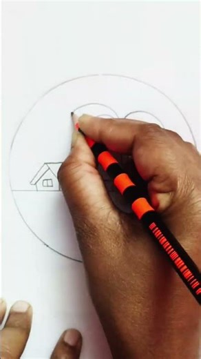 How to Draw a Simple Scenery in a Circle || Easy Circle Scenery Drawing for Beginners