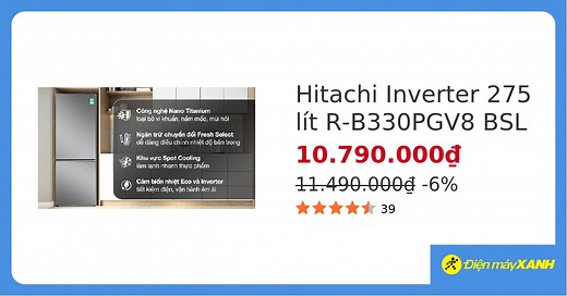 Tủ lạnh Hitachi R-B330PGV8 BSL 275 lít làm lạnh ổn định