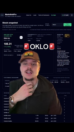What are your thoughts on oklo? Dive into below the surface metrics at www.marketintelpro.com, or link in bio. #greenscreen #invest #oklo #stocks #niche