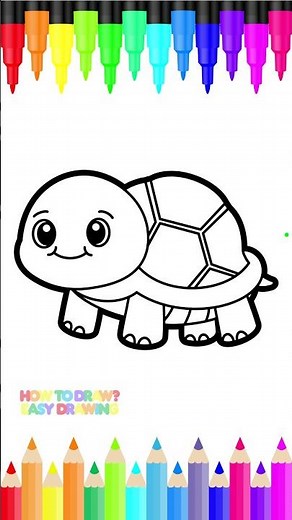 How to Draw a Cute Turtle | Easy Drawing for Kids and Toddlers