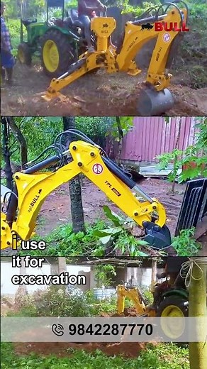 BULL MINI BACKHOE Tractor Attachments in John Deere 3028 tractor TPL | Three Point Linkage