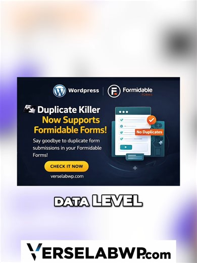 Formidable Forms doesn’t stop duplicate data by default. Refresh, resubmit, WordPress saves everything. This is a data validation issue — not spam. Duplicate Killer is a WordPress plugin that fixes this and now supports Formidable Forms. #wordpress #wordpressplugin #nocaptcha #duplicatekiller #verselab #formidable