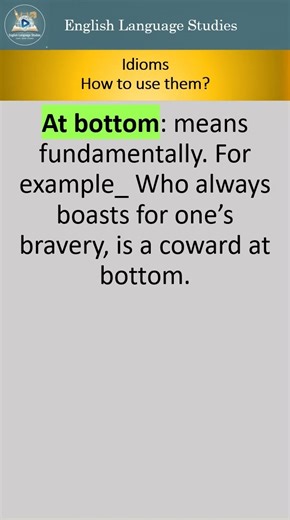 Idioms, At bottom #english #easyenglisheveryday #englishidiom