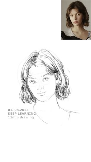 keep drawing Day1839【keep learning what U like】face figure drawing painting #Shorts #sketch#portrait