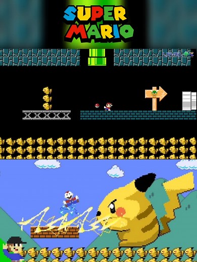 SUPER MARIO BROS MAS O CHÃO É DE PIKACHU! #mario #supermario #pikachu #supermariobros #mariogames #nintendo #animation #fypシ゚