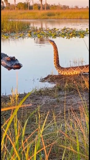 “Peaceful Wildlife Moment in the Florida Everglades Alligator and Rattlesnake Encounter #wildlife #animals #rattlesnake | Freddie