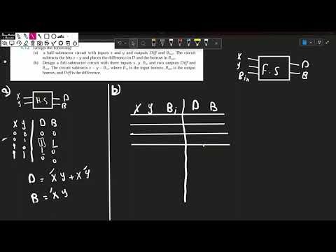 Design a half-subtractor circuit with inputs x and y and outputs Diff and Bout.