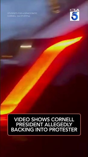 Video shows Cornell president allegedly backing into protester