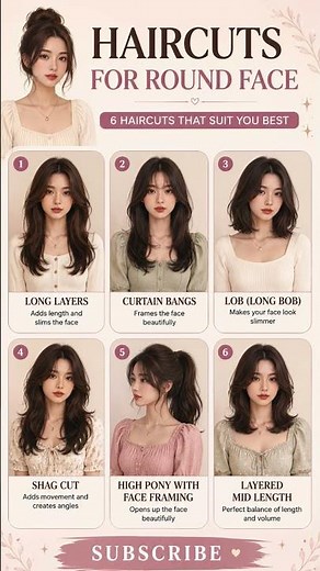 6 Best Haircuts for Round Face Shape ✨ | Glow Up Ideas 💇‍♀️