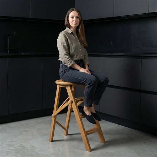 Wooden Ladder Chair – Folding Step Stool for Kitchen, Compact Stepladder, Space Saving Home and Library Use - Etsy UK