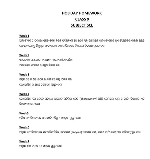 HOLIDAY HOMEWORK CLASS X SUBJECT SCL Week 1 Prepare a list of ... | Filo