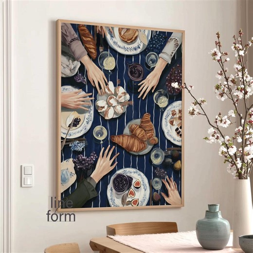 Food Kitchen Wall Art : Navy Blue Dining Room Decor Print - Etsy