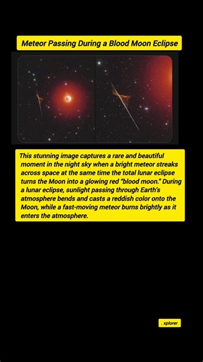#A Rare Cosmic Moment: Meteor Passing During a Blood Moon Eclipse#space #shortsfeed #shorts