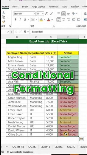 Auto Highlight Status in Excel