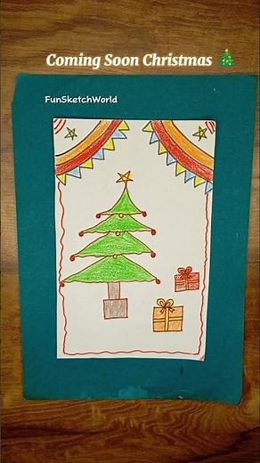 🎄 Simple Christmas Tree & Gift Drawing 🎁 | Step by Step Tutorial | FunSketchWorld #shorts #christmas